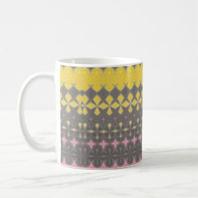 Caneca De Café Yellow Grey and Pink Abstract (Esquerda)