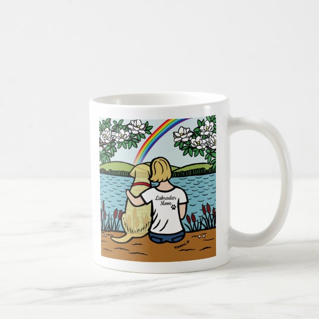 Caneca De Café Yellow Labrador Angel e mamãe Blonde S (Direita)