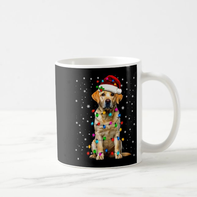 Caneca De Café Yellow Labrador Retriever Christmas Tree Light Paj (Direita)