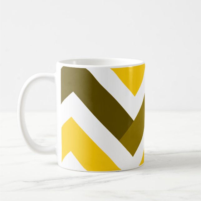 Caneca De Café Yellow Olive Chevron Geometric Pattern (Esquerda)