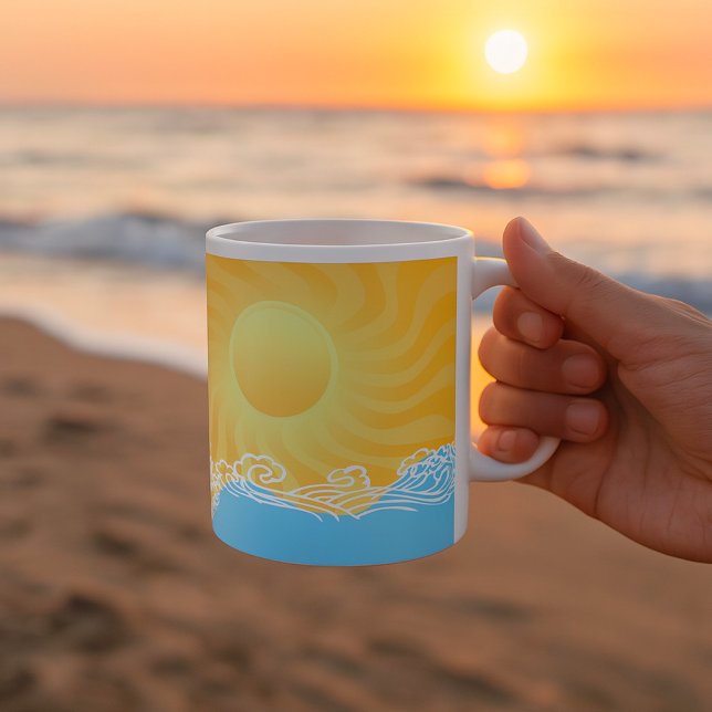 Caneca De Café Yellow Sand And Ocean (Criador carregado)