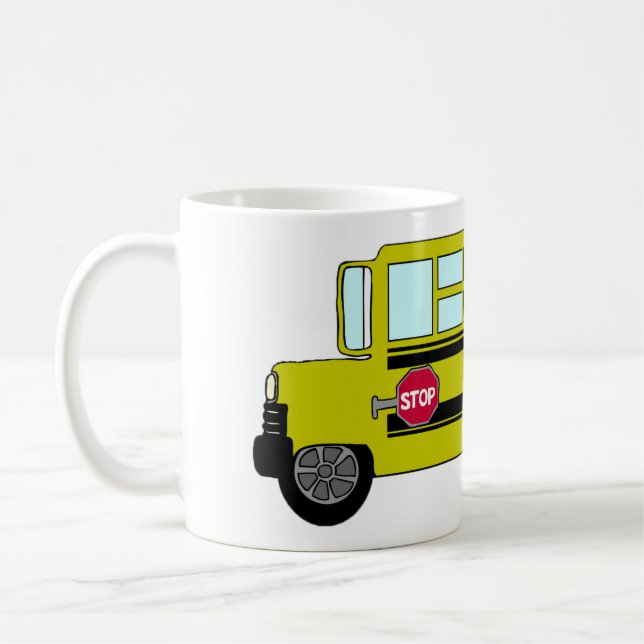 Caneca De Café Yellow School Bus with Stop Sign (Esquerda)