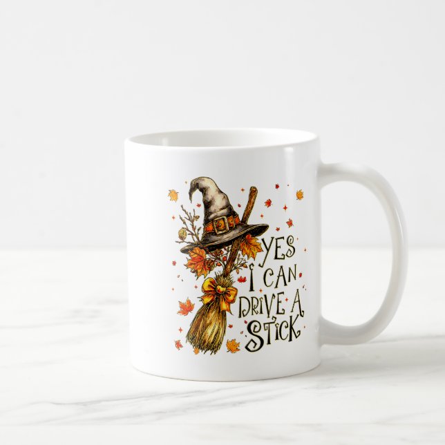 Caneca De Café Yes I Can Drive A Stick Fall Halloween Soky Witch  (Direita)