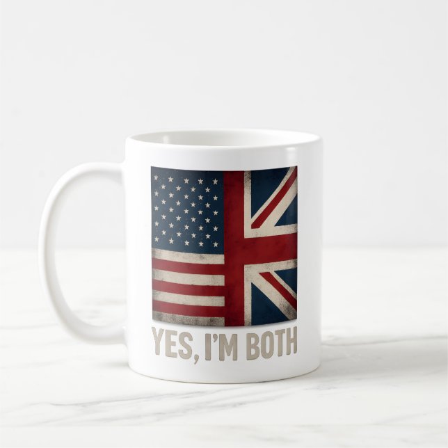 Caneca De Café Yes I'm Both American British Flags Pride (Esquerda)
