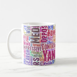 Caneca De Café Yin Yan Nuage de Mots Texte Motif Interconnect