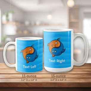 Caneca De Café Yin Yang Fish Cartoon