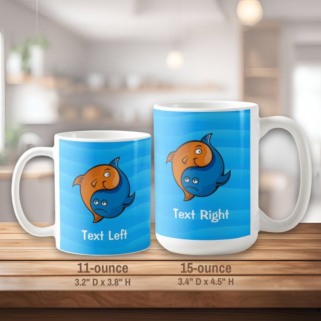 Caneca De Café Yin Yang Fish Cartoon (Criador carregado)
