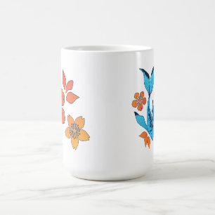 Caneca De Café Yin Yang Flower Koi Fish Blue