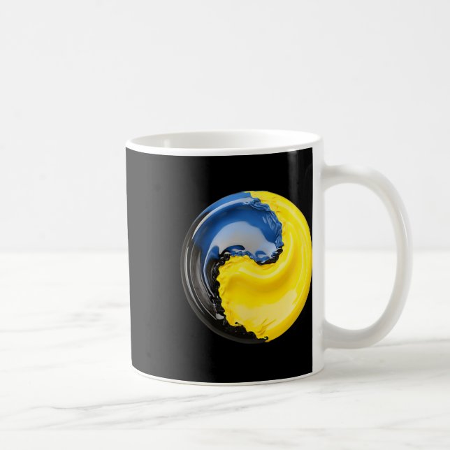 Caneca De Café Yin Yang Ucrânia Azul e Amarelo  (Direita)