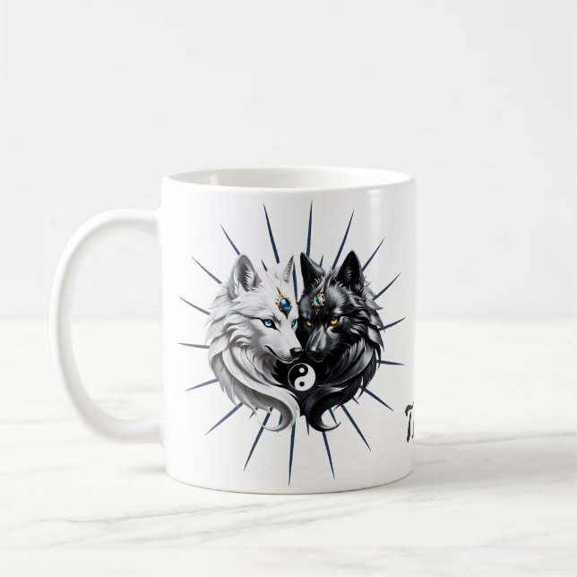 Caneca De Café Yin Yang Wolves. (Esquerda)