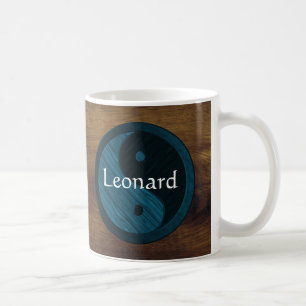 Caneca De Café Yin Yang Wood Grain Mug Personalizado Azul