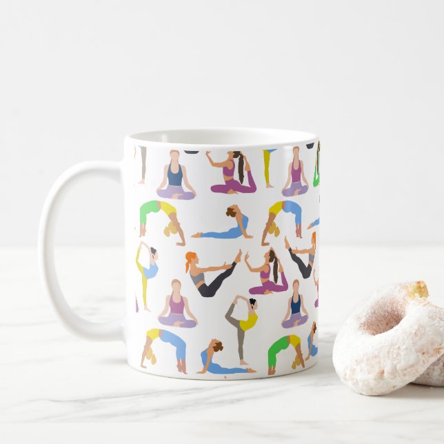 Caneca De Café Yoga Asanas Tea Mug (Com Donut)