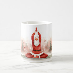 Caneca De Café Yoga Christmas Papai Noel posiciona Yoga