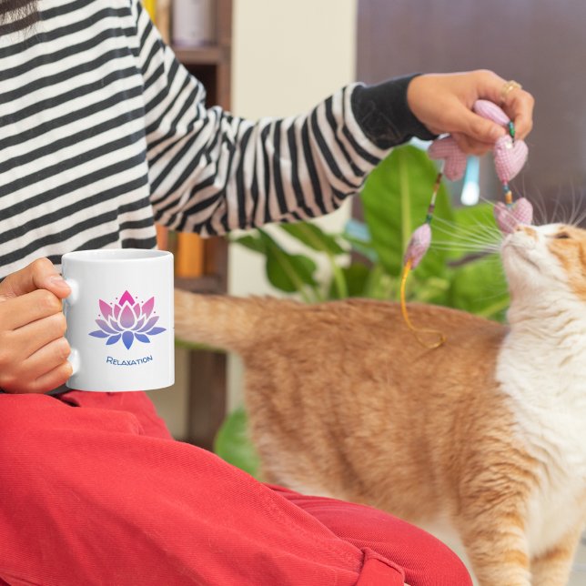 Caneca De Café Yoga de texto personalizado de flor de Lotus (Relax)