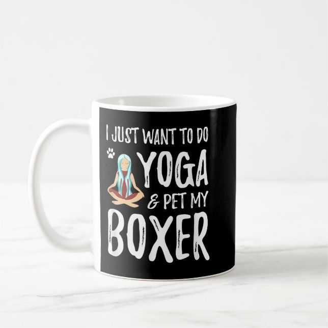 Caneca De Café Yoga e Boxer para Cachorros Engraçados Mamãe Dotad (Esquerda)