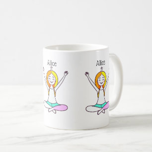 Caneca De Café Yoga Girl Personalizada