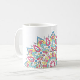 Caneca De Café Yoga Mandala with Three Poses Pattern