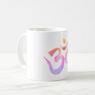 Caneca De Café Yoga Mug, Mantra Om, Waterolor Om Mug