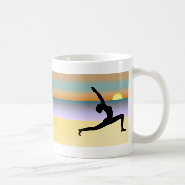 Caneca De Café Yoga Na Praia Pose Silhouette Tea Coffee Mugs (Direita)