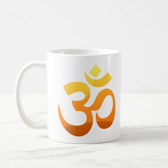 Caneca De Café Yoga Om Mantra Dourada Meditação Sun Inspiradora (Esquerda)