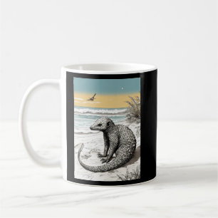 Caneca De Café Yoga Pangolin na praia: Ilustra Intrata
