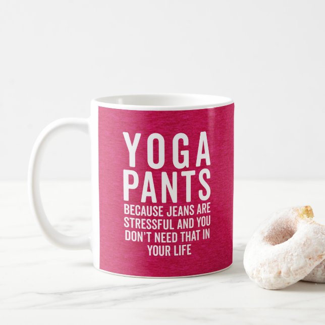 Caneca De Café Yoga Pants Stresful Engraçado Cote (Com Donut)