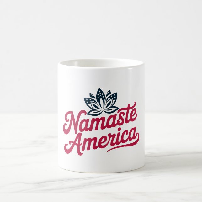 Caneca De Café Yoga Patriótico da América do Namaste (Centro)