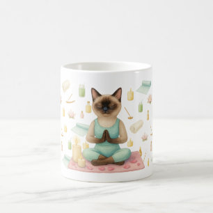 Caneca De Café Yoga Pose para os amantes de gatos siameses