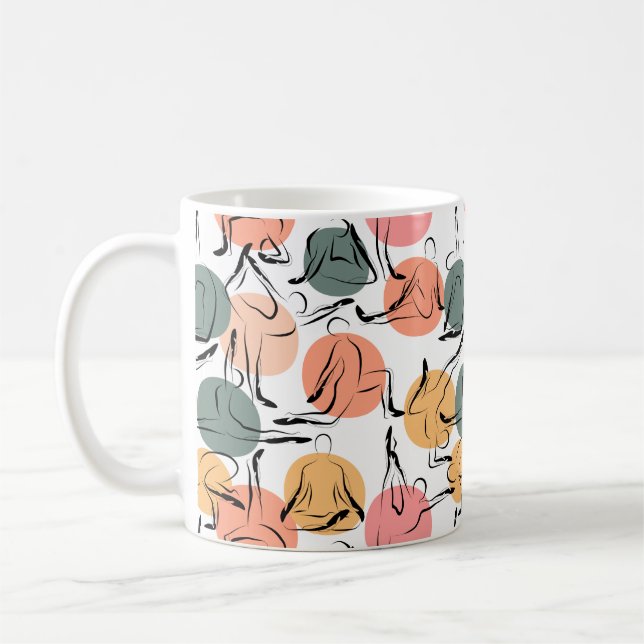 Caneca De Café Yoga poses pattern | Yoga seamless pattern 13 (Esquerda)