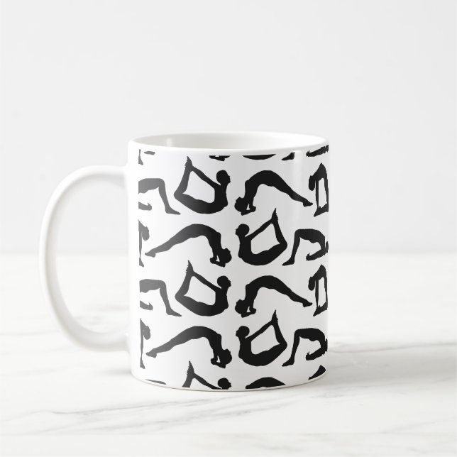 Caneca De Café Yoga Positions Silhouettes (Esquerda)