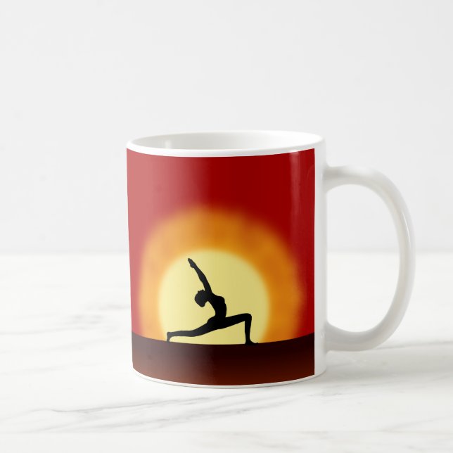 Caneca De Café Yoga Possuindo Silhouette Sunrise Tea ou Café Mugs (Direita)