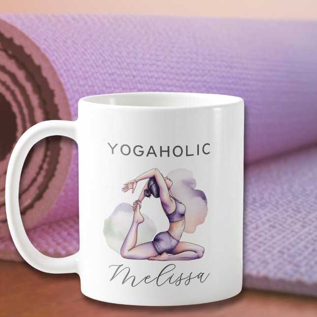 Caneca De Café Yoga Purple Abstrato Moderna (Criador carregado)