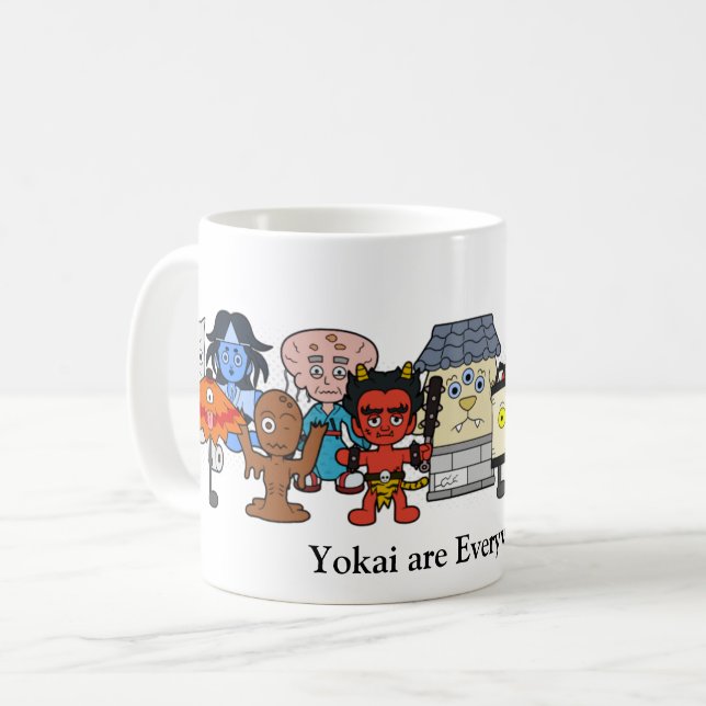 Caneca De Café Yokai está em todo lugar: Monstro Japonês Personal (Frente Esquerda)