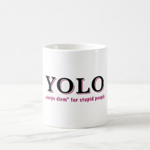 Caneca De Café YOLO - Carpe diem para pessoas estúpidas