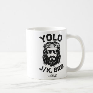 Caneca De Café Yolo Jk Brb Jesus Dia de Páscoa Divertido Ressurre