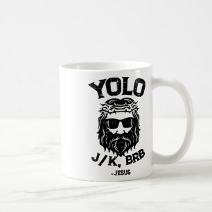 Caneca De Café Yolo Jk Brb Jesus Engraçado Dia de Páscoa Ressurre