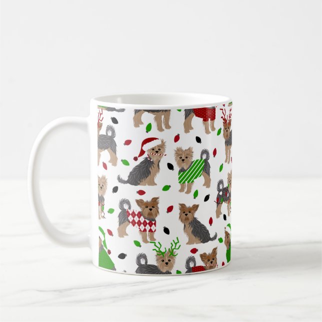 Caneca De Café Yorkie Christmas Yorkshire Terrier Dog (Esquerda)