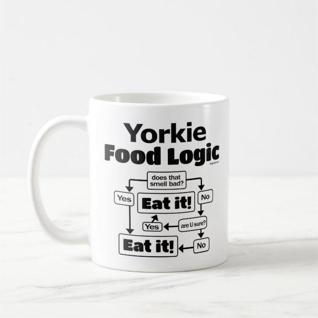 Caneca De Café Yorkie Comida Logic (Esquerda)