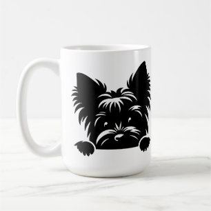 Caneca De Café Yorkie Curioso Preto e Branco 