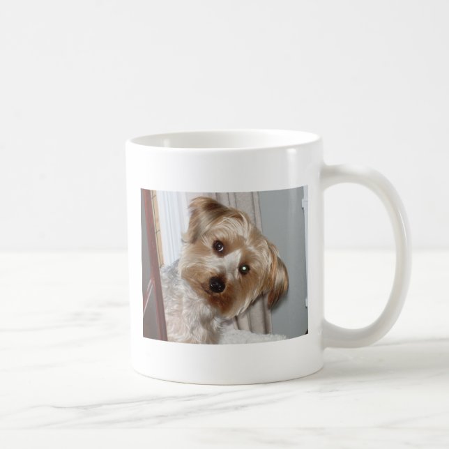Caneca De Café Yorkie espreitando ao redor do canto (Direita)