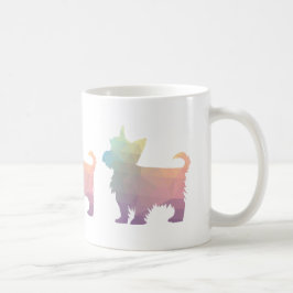 Caneca De Café Yorkie Geometric Pattern Silhouette Pastel