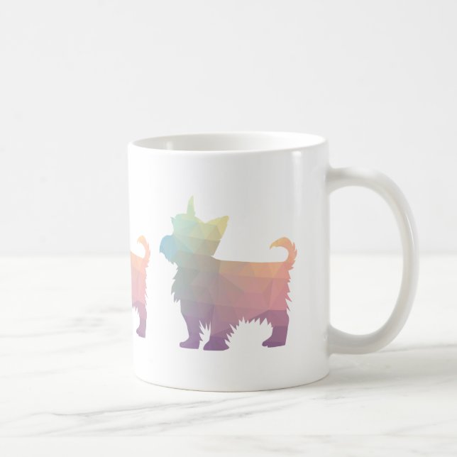 Caneca De Café Yorkie Geometric Pattern Silhouette Pastel (Direita)