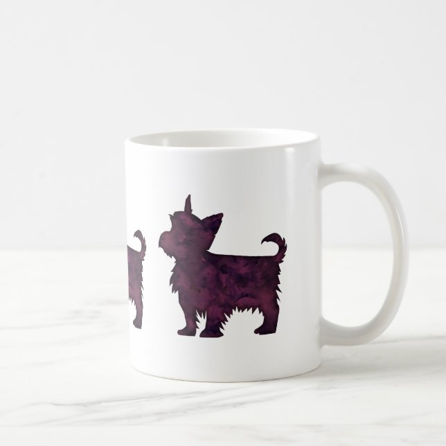 Caneca De Café Yorkie Purple Watercolor (Direita)
