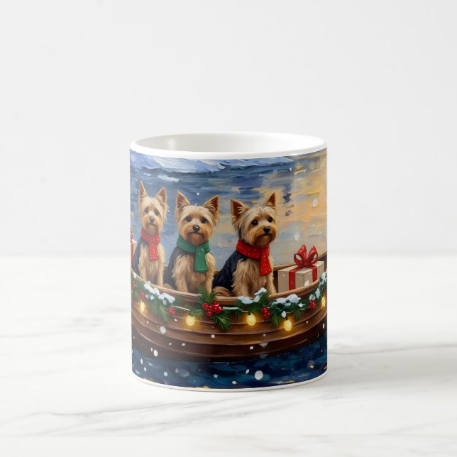 Caneca De Café Yorkipoo Christmas Boat Holiday (Centro)