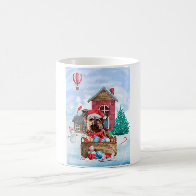 Caneca De Café Yorkshire Terrier Dog Na Casa De Neve (Centro)