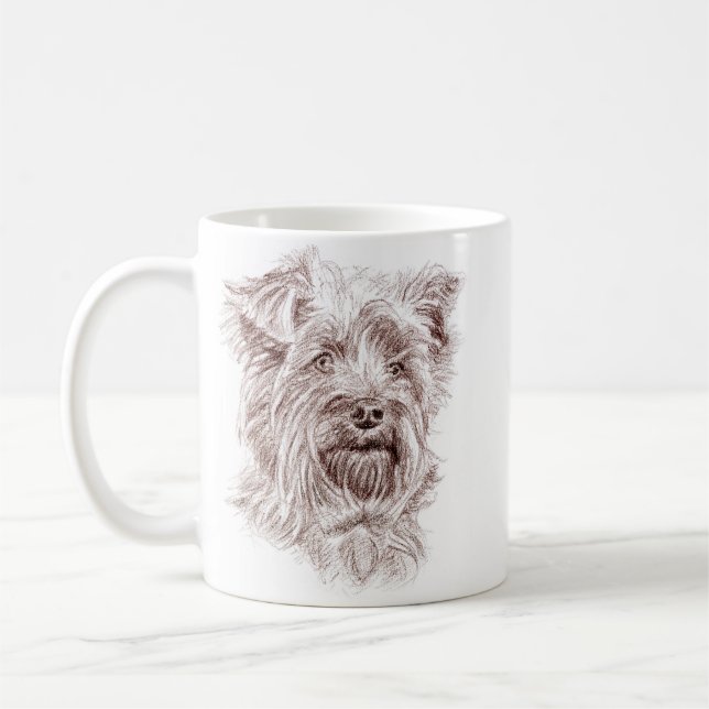 Caneca De Café Yorkshire Terrier Drawing (Esquerda)