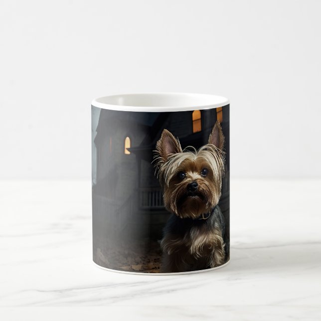 Caneca De Café Yorkshire Terrier Halloween Assustador (Centro)