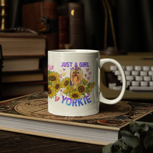 Caneca De Café Yorkshire Terrier Lover Sunflower Trainer Floral (Criador carregado)