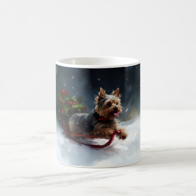 Caneca De Café Yorkshire Terrier Natal inverno (Centro)