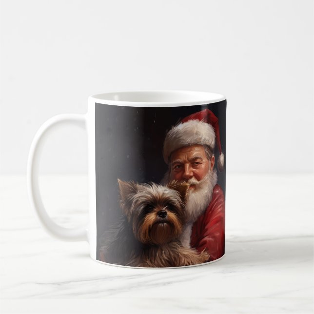 Caneca De Café Yorkshire Terrier Papai Noel Natal Festivo (Esquerda)
